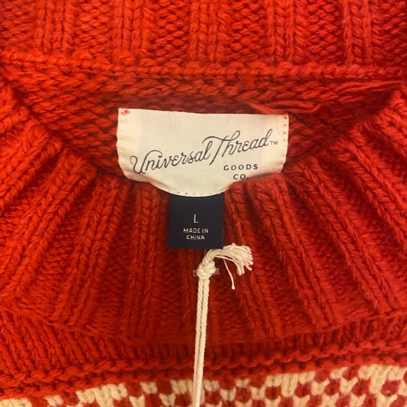 NWT Universal Thread Red Fair-isle Mock-neck Sweater - Picture 4 of 8